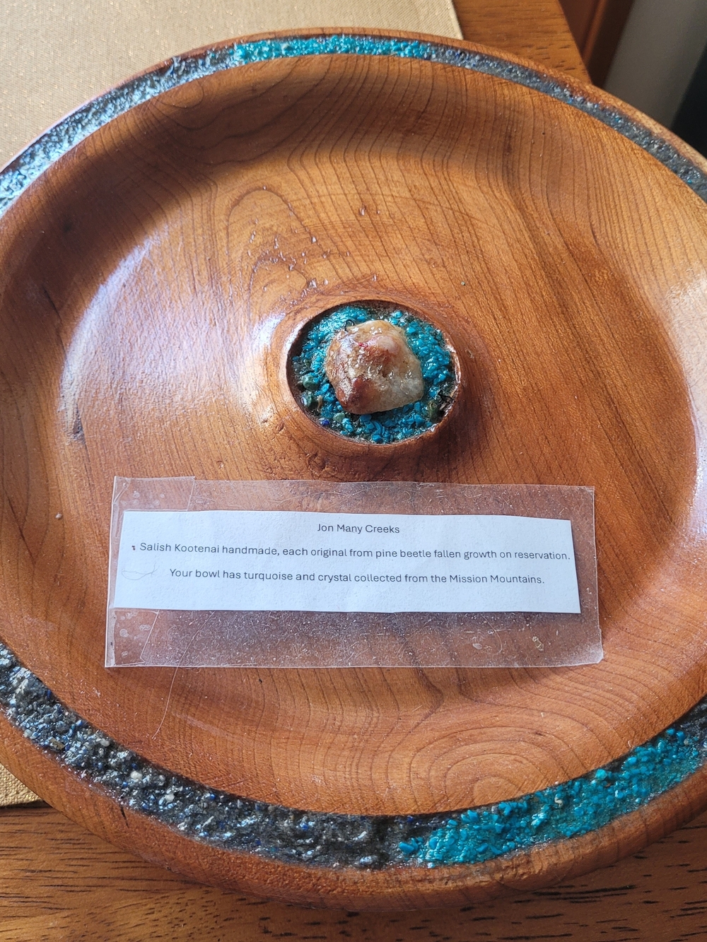 Turquoise Inlay Pine Bowl